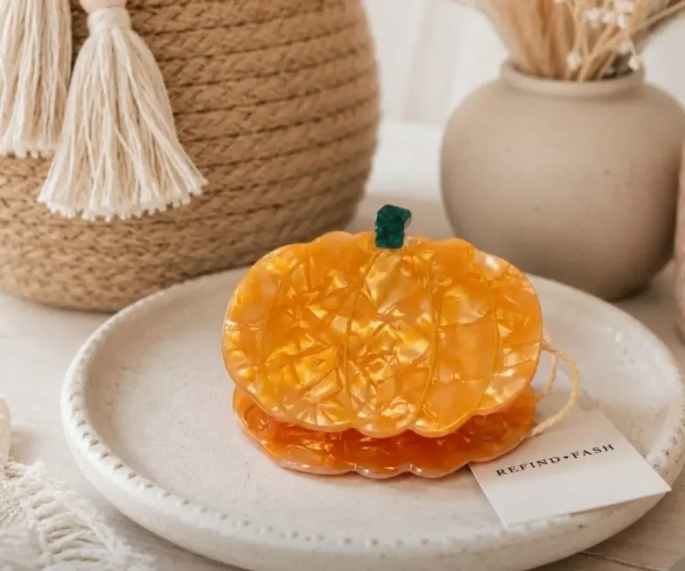 Acetate Orange Pumpkin Hair Claw Clip New